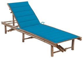 vidaXL Espreguiçadeira de jardim com almofadão bambu
