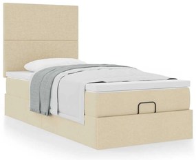 Cama otomana com colchão 90x200 cm tecido creme