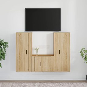 vidaXL Conjunto móveis de TV 3 pcs madeira processada carvalho sonoma