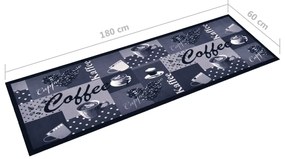 Tapete de cozinha lavável com design café 60x180 cm azul