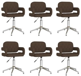 vidaXL Cadeiras de jantar giratórias 6 pcs couro artificial castanho