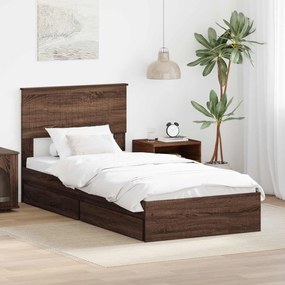 vidaXL Cama com Armazenamento com gaveta Carvalho Marrom 90 x 190 cm