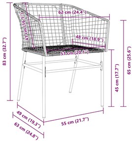 Conjunto de Jantar de Jardim com 5 Peças Preto em Rattan Sintético