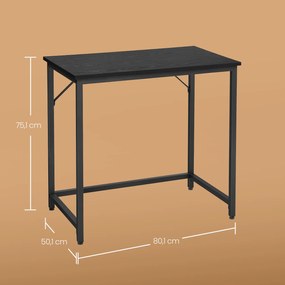 Secretária pequena para computador 50 x 80 x 76 cm Preto