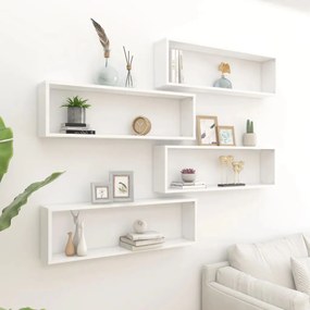 Prateleiras parede forma cubo 4pcs deriv. madeira 100x15x30 cm