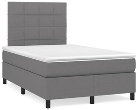 vidaXL Cama box spring c/ colchão e LED 120x190 cm tecido cinza-escuro