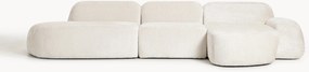 Sofá de canto modular em teddy-bouclé com chaise longue Wolke (4 lugares)