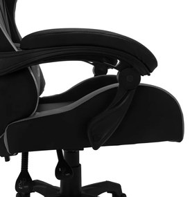 Cadeira estilo corrida luzes LED RGB couro artif. cinza/preto