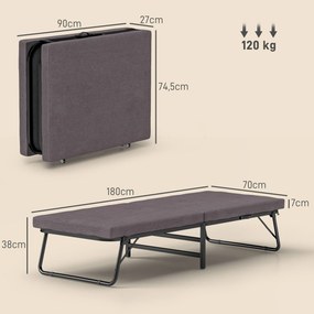 Cama Dobrável 70x180 cm com Colchão de Espuma Cama Dobrável com Encost