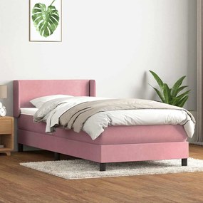 vidaXL Cama com molas/colchão rosa 90x210 cm veludo
