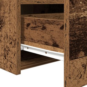 Cabeceira de Cama vidaXL com Luzes LED Madeira Antiga 50x40x45 cm