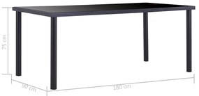 9 pcs conjunto de jantar couro artificial preto