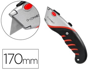 Faca Q-Connect Sx1500 Metálico Largo Preto e Vermelho com Cabo de Plástico e Compartimento para Laminas de Recarga