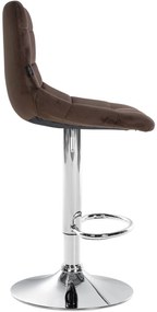 Banco de bar Jerry em veludo com estrutura cromada 87-108,5 x 43 x 46,5 cm Castanho