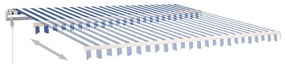 Toldo retrátil manual com postes 4x3,5 m azul e branco