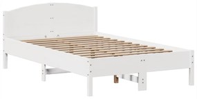 Cama com estante sem colchão 135x190 cm pinho maciço branco