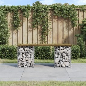 vidaXL Banco de jardim c/ design gabião 103x31x42 cm pinho impregnado