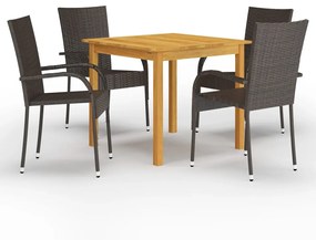 vidaXL 5 pcs conjunto de jantar para jardim castanho