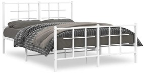 355629 vidaXL Estrutura de cama com cabeceira e pés 140x200 cm metal branco