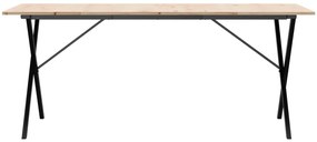 Mesa de jantar estrutura em X 180x90x75cm pinho e aço