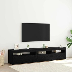 Gabinetes de TV vidaXL 2 pcs com Luzes LED Carvalho Preto Madeira Engenharia