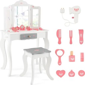 Toucador Infantil 2 em 1 "Aurora" - Mesa de Maquilhagem com Espelho Re