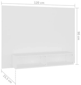 Armário de parede p/ TV 120x23,5x90 cm deriv. madeira branco