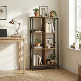 Estante com 3 níveis e 6 compartimentos 30 x 60 x 114 cm castanho-preto
