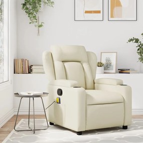 vidaXL Poltrona de massagens reclinável couro artificial cor creme