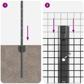 Cerca de Fio Soldado com 44 Postes U Cinza 0,8x100 m Aço