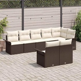 Conjunto de Sofá de Jardim vidaXL de 8 peças com Almofadas de Rattan P