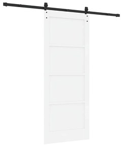 Porta Deslizante com Hardware 'ORKDAL'em Madeira Sólida de Pinho Branc