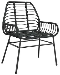 Conjunto de jantar jardim 5 peças vidro vime PE preto