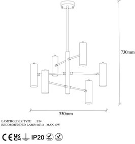 Lustre Gharib – Preto e Branco – 55 x 55 x 73 cm