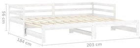 Estrutura sofá-cama de puxar 2x(90x200) cm pinho maciço branco