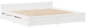 Cama sem colchão 140x190 cm madeira de pinho maciça branco