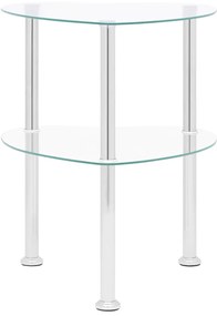 Mesa de apoio c/ duas prateleiras 38x38x50cm vidro transparente