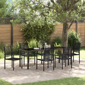 vidaXL Conjunto de Jantar de Jardim de 7 Peças Preto em Rattan de PVC