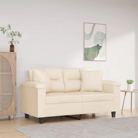 Sofá 2 lugares c/ almofadas 120 cm microfibra bege