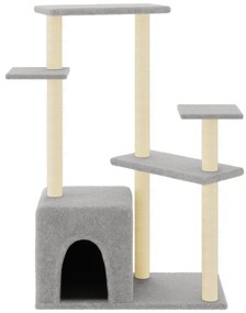Árvore p/ gatos c/ arranhadores sisal 107,5 cm cinza-claro