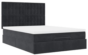Estrutura de cama otomana com colchões 140x190 cm veludo preto