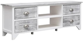 Móvel de TV 108x30x40 cm madeira paulownia branco e cinzento