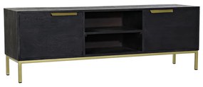 Móvel de Tv Dkd Home Decor Preto Metal Dourado Madeira de Mangueira (147 X 40 X 51 cm)