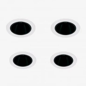 Pack De 4 Downlights Led Embutidos Com Molduras Redondas Ø8 Cm Para Exterior Em Alumínio Luisiana Branco - Preto & Branco Frio 4000k & 11 W & 23º -