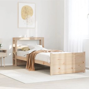 Estrutura de cama com cabeceira 75x190 cm pinho maciço