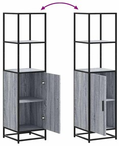 Armário alto 35,5x35x139 cm madeira e metal cinza sonoma