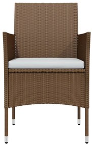 7 pcs conj. de jantar para jardim com almofadões castanho/preto