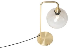 Candeeiro de mesa moderno em latão com cúpula fumê - Maly Art Deco,Moderno