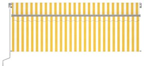Toldo retrátil manual com estore/LED 4x3 m amarelo e branco