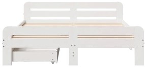 Cama sem colchão 140x190 cm madeira de pinho maciça branco